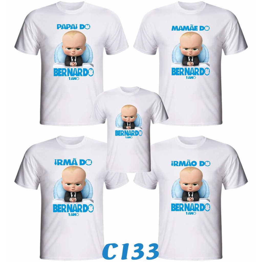 Kit 5 Camisetas Personalizada " O Poderoso Chefinho " para Aniversário ou festa Temática