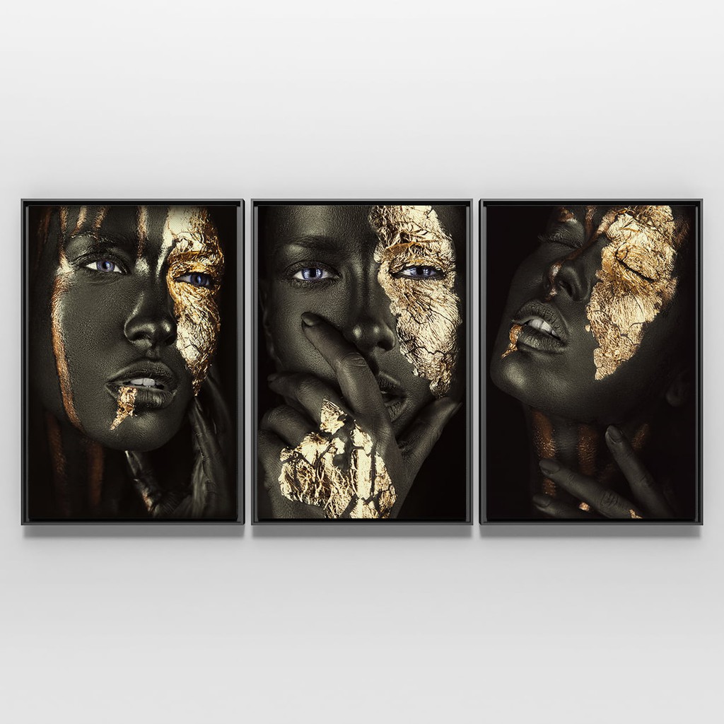 Quadro Mulheres Negras 120x60 3 PeÇas Lindo Shopee Brasil 4266