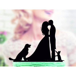 Topo De Bolo Em Acrílico Silhueta, Cachorro,gato, Casamento.