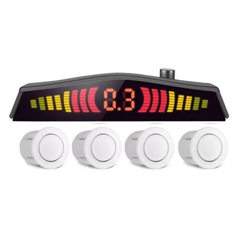 Sensor De Ré Estacionamento Branco 4 Pontos De 18mm