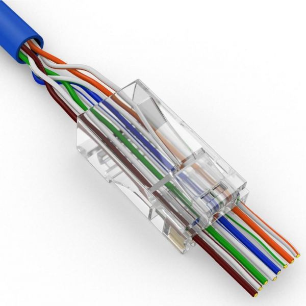 Kit 10 Conector Cristal RJ45 Vazado Ez-rj45 Cat5e Rede Cat5 UTP Plug Feed-Through 85-370 EZ Crimp
