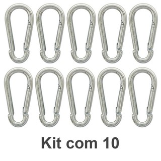 Kit 10  mosquetões 8x80 com capacidade de carga  de até 230kg