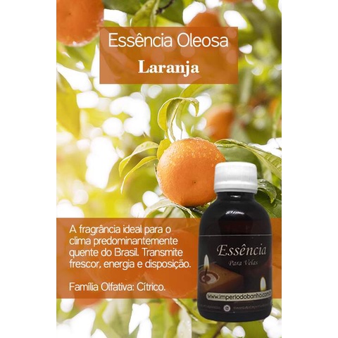 Essência Concentrada Laranja - Oleosa (Base Dietilfitalato) Para Velas