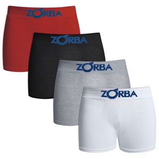 Kit com 4 Cuecas Infantil Boxer sem Costura Algodão Zorba