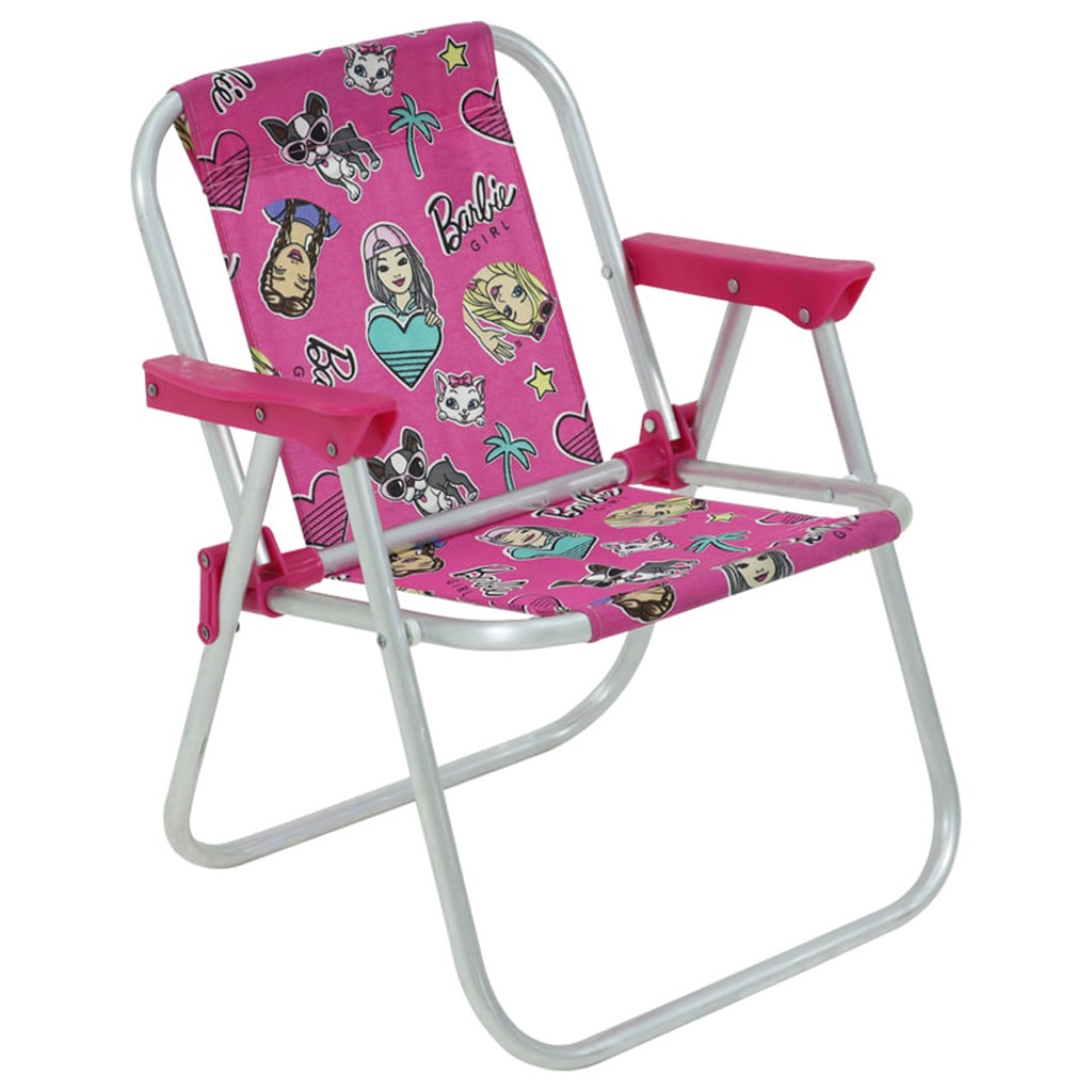 Cadeira Barbie Wheels Infantil Menina Alumínio Praia Piscina Camping - Mom & Baby
