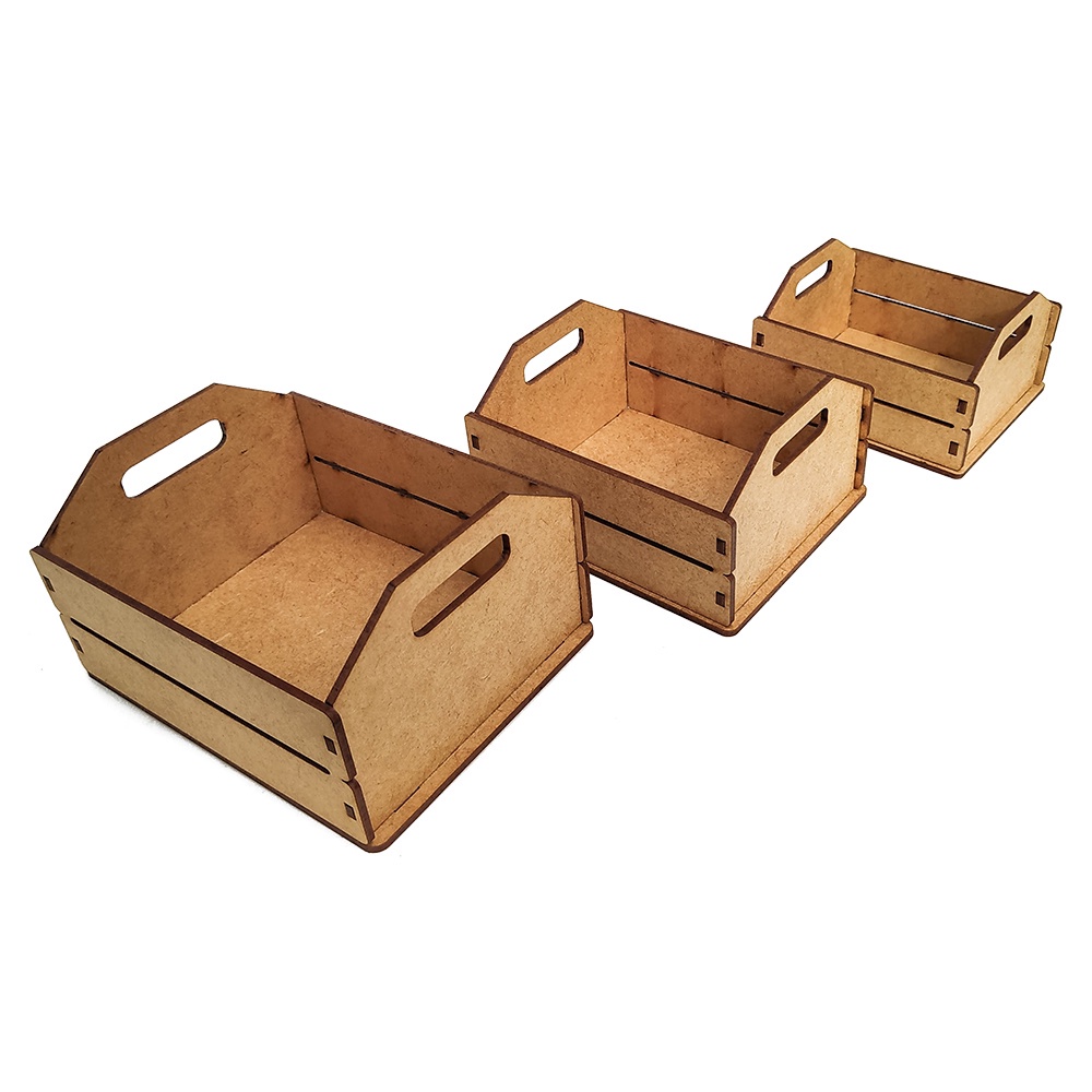 Mini caixote de feira em MDF cru para decoração Promoção
