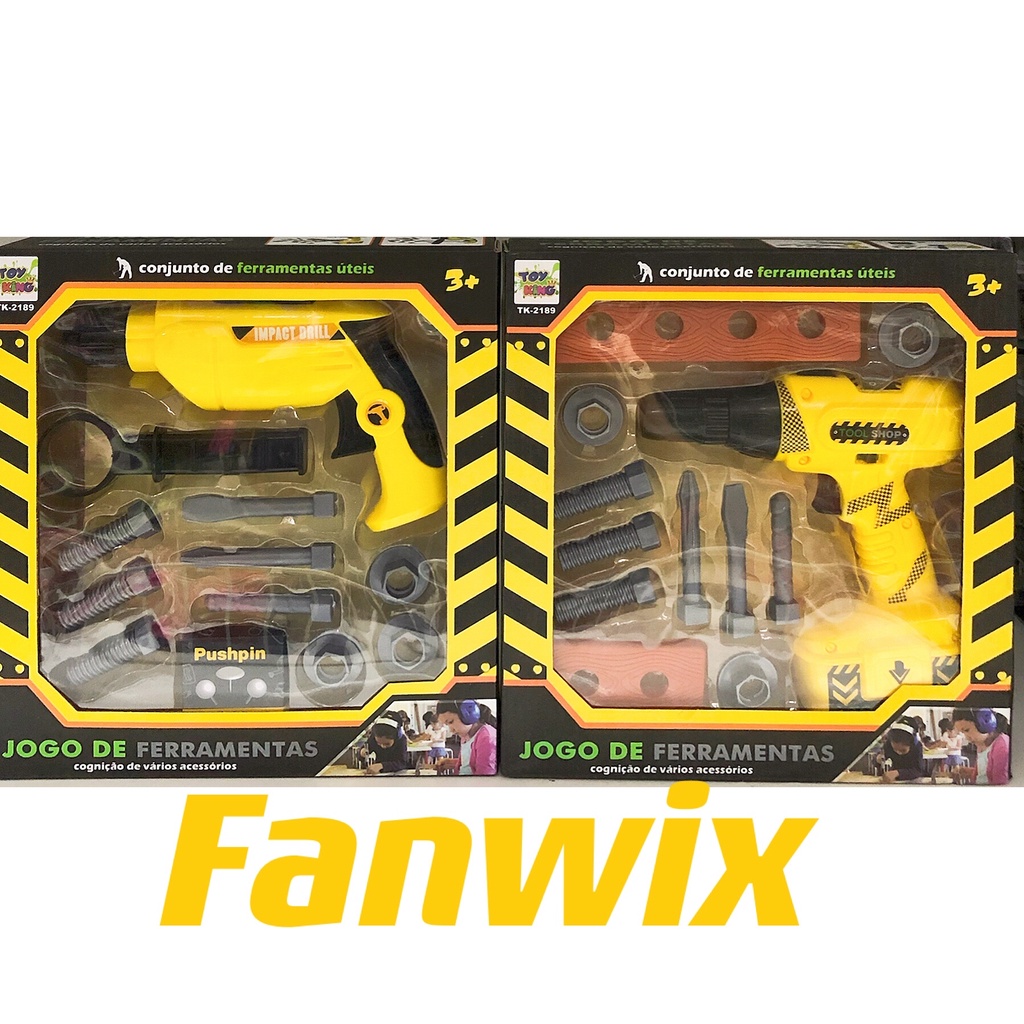 KIT FERRAMENTAS À PILHA PARAFUSADEIRA ELETRICA INFANTIL BRINQUEDO MENINO PRESENTE, Fanwix