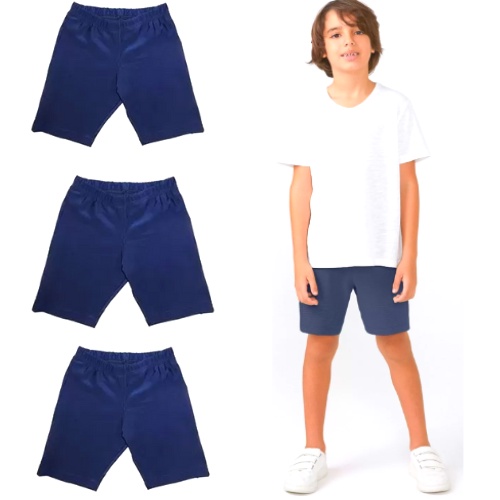 3 Shorts Escolar Masculino infantil Bermuda Tactel Escolar, Uniforme