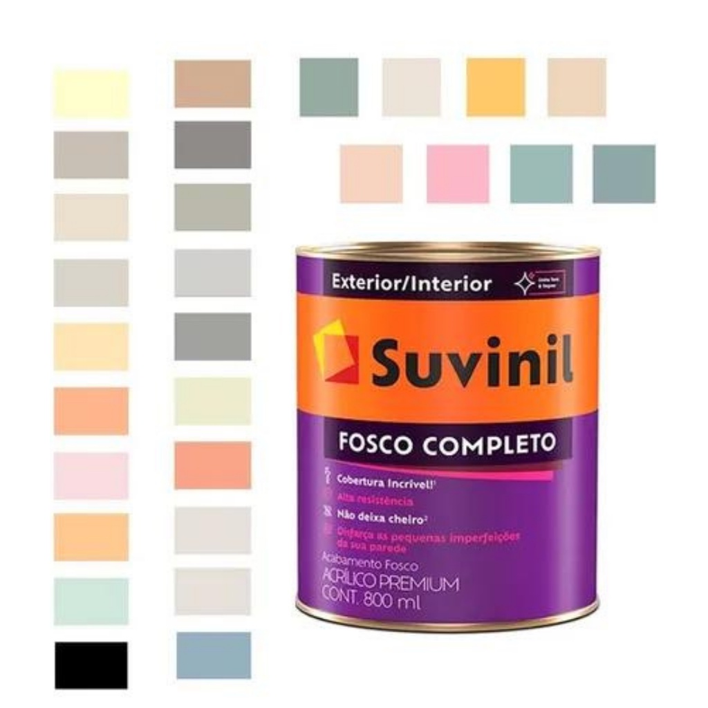 Tinta Para Parede Fosca Antimofo e lavável 800ml - Suvinil Fosco ...