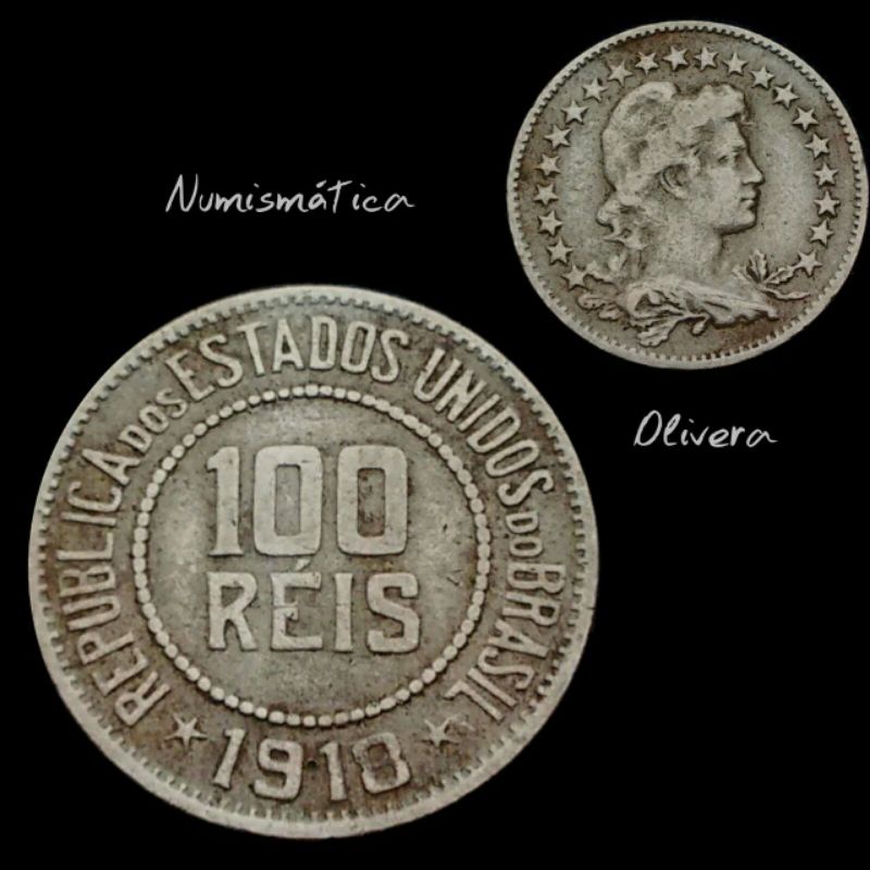 L.: 0252 - Moeda antiga 100 réis 1918 - Brasil.