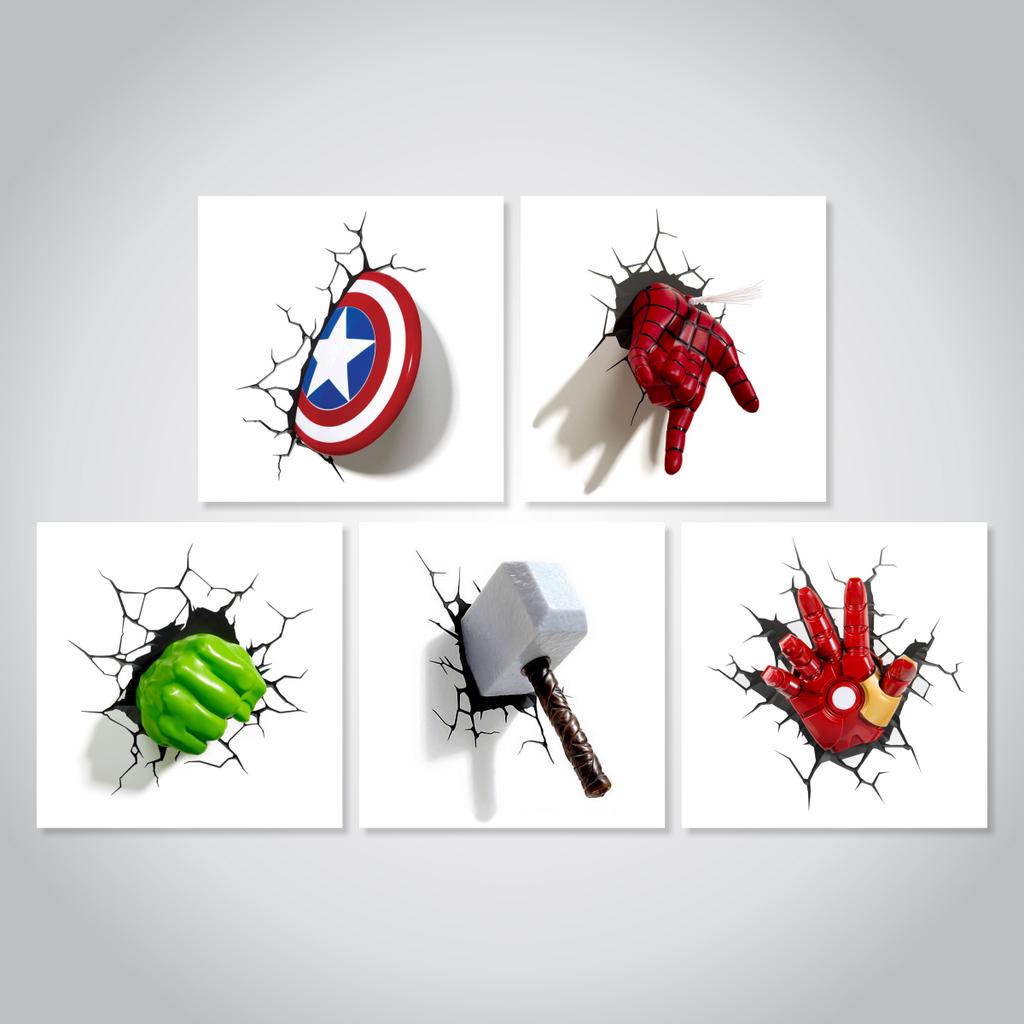 Quadros Heróis Marvel Capitão América - Homem Aranha - Hulk - Thor - Homem de Ferro Criança Quarto Infantil Decoração