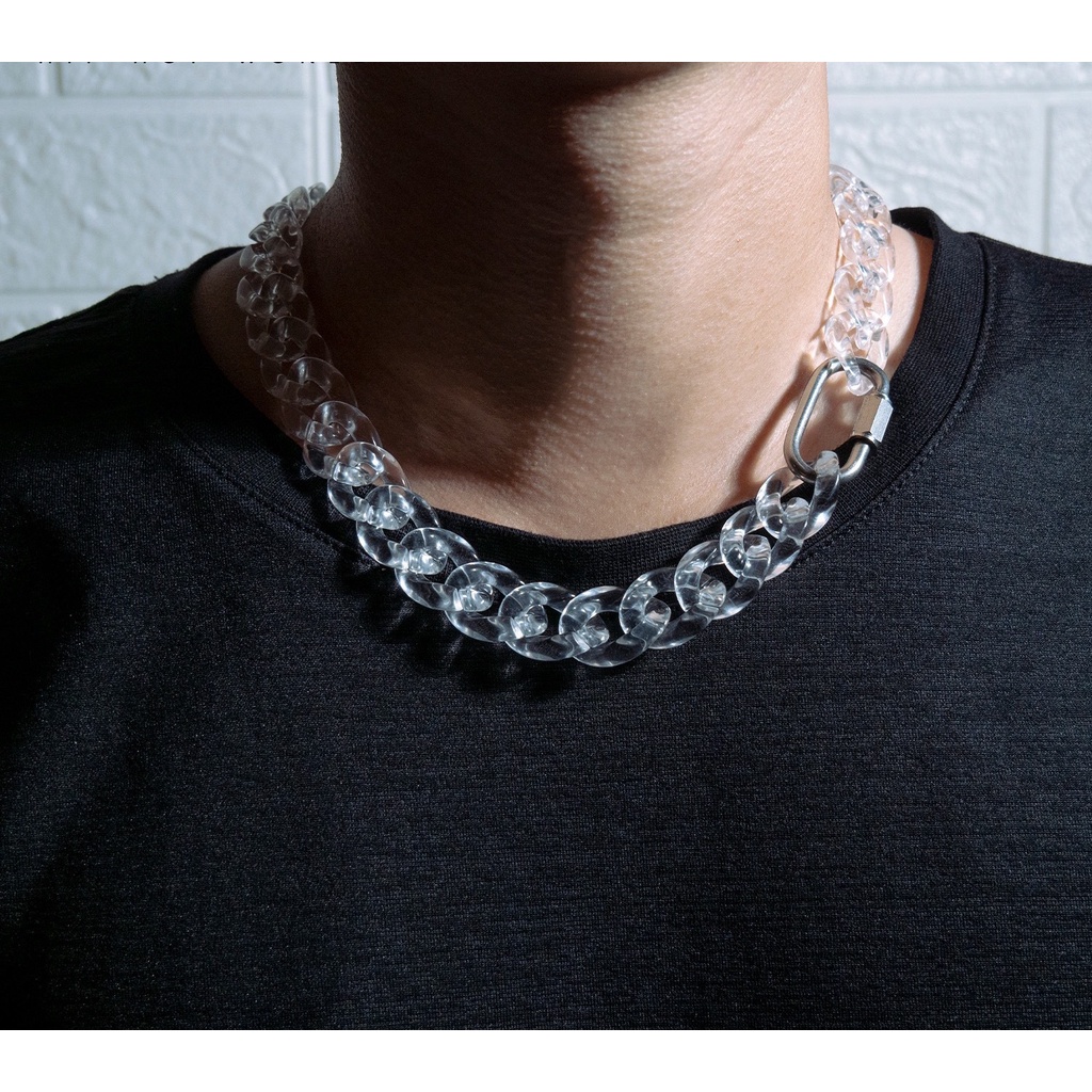 Colar De Acrílico Transparente Com Fivela De Segurança Moda Hip-Hop Para Masculino E Mulheres