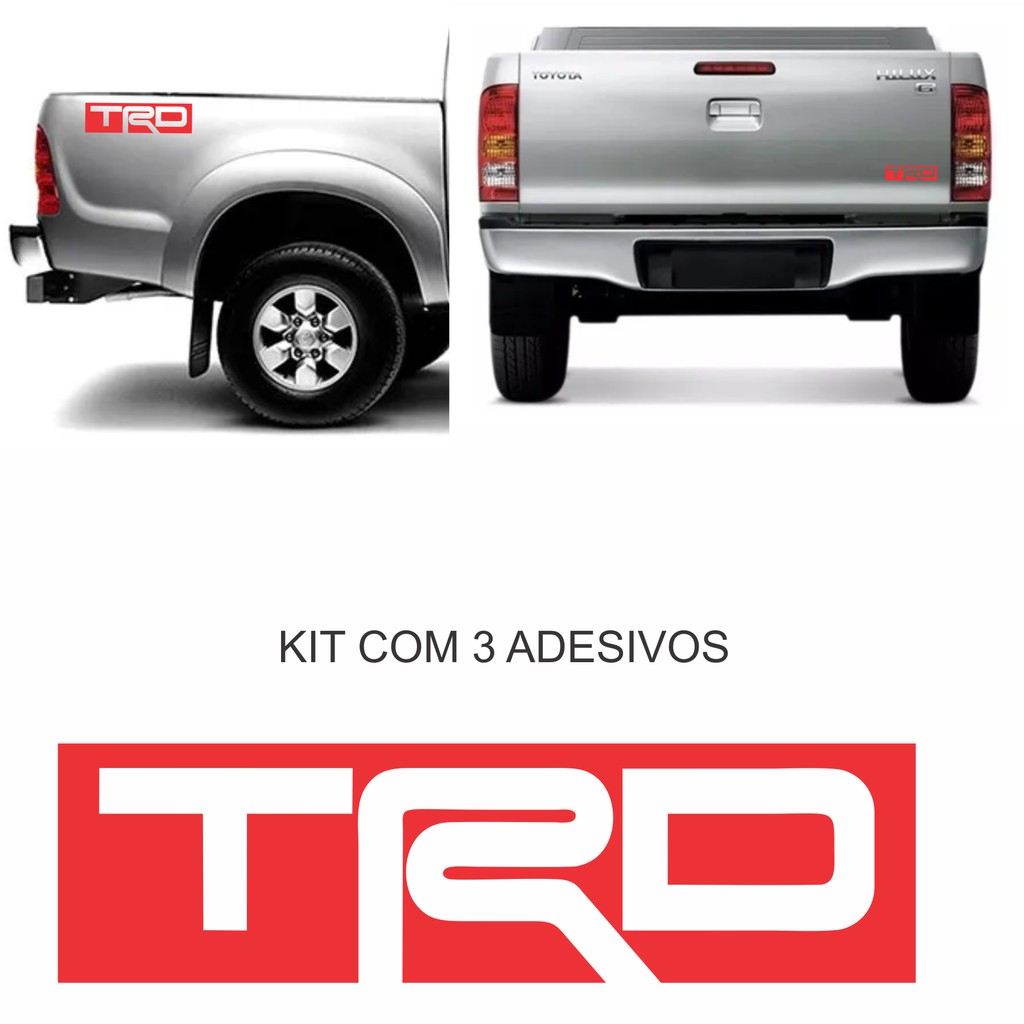 KIT TRÊS ADESIVOS CAÇAMBA TOYOTA TRD VAZADO