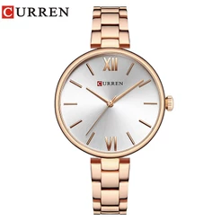 CURREN Relógio Feminino Nova Moda Casual Luxo Quartzo Analógico Aço Inoxidável À Prova D'água 9017 X