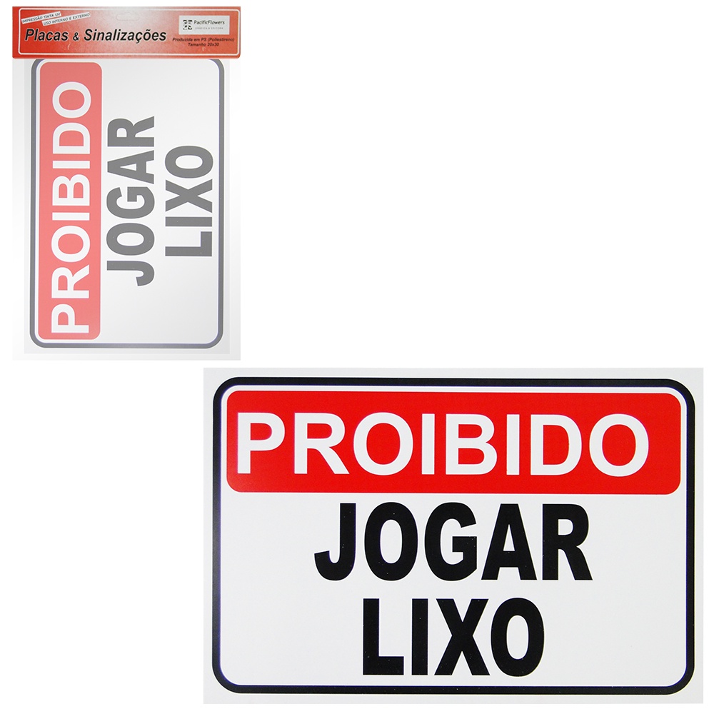 Placas De Sinalizacao Proibido jogar lixo Em Pvc em Oferta na Shopee