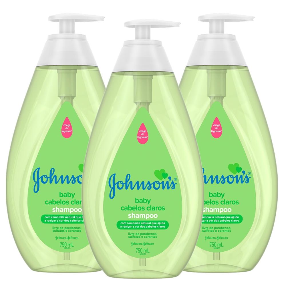 KIT 3 Shampoos Johnson's Baby Cabelos Claros 750ml em Oferta na Shopee