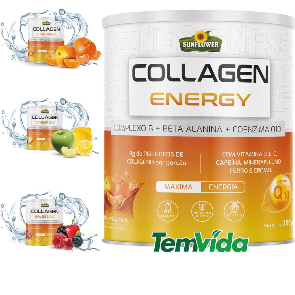 Colágeno Pré Treino - Beta Alanina + Coenzima Q10 CoQ10 + Complexo B - Collagen Energy 250g Sunflower