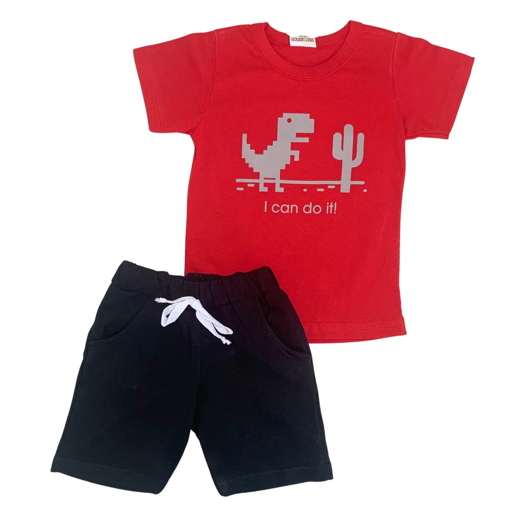 Conjunto infantil masculino bermuda moletinho e camiseta malha 1-2-3