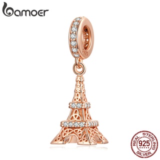 Pingente Bamoer Prata Esterlina 925 Sterling Torre Eiffel Colar Pendurado Bijuteria DIY Para Meninas