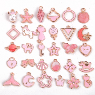 20 Pçs/Saco Rosa Cor Da Mistura Encantos Esmalte Forma De Flor De Zinco Material Liga Para A Jóia Diy Fazendo