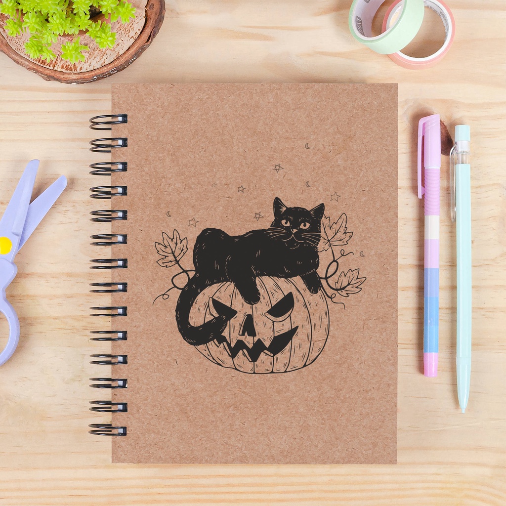 Caderno de Desenho Sketchbook 240g Cat Halloween