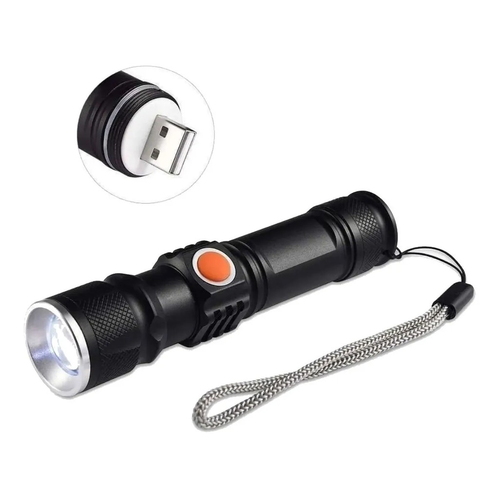 Imagem Mini Lanterna Profissional Tática Led 128000W Recarregavel Usb Prática T6