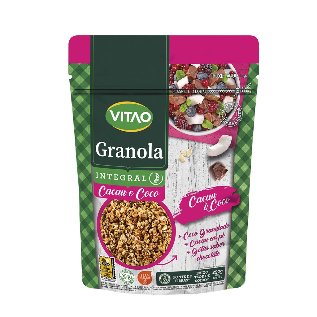 Granola com Cacau e Coco 250g - Vitao em Oferta na Shopee