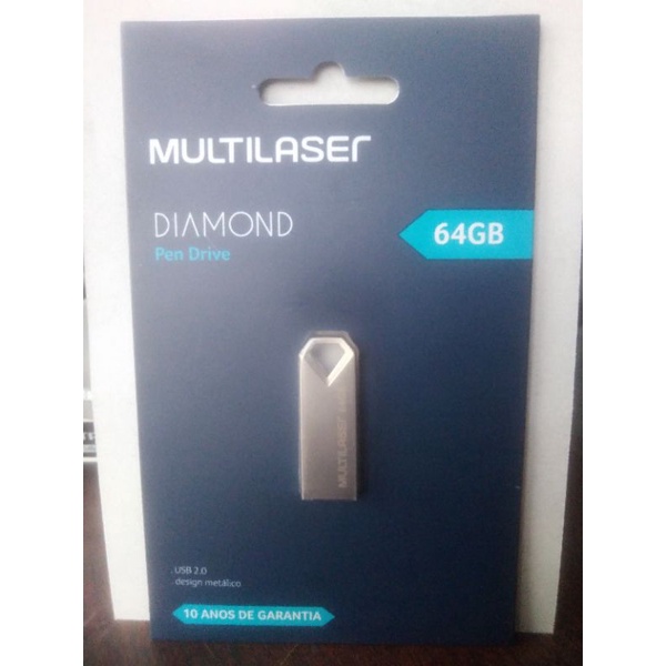Pendrive Multilaser Diamond 64gb USB 2.0 Lacrado Envio Imediato (Pen Drive - N SSD N HD High Speed)