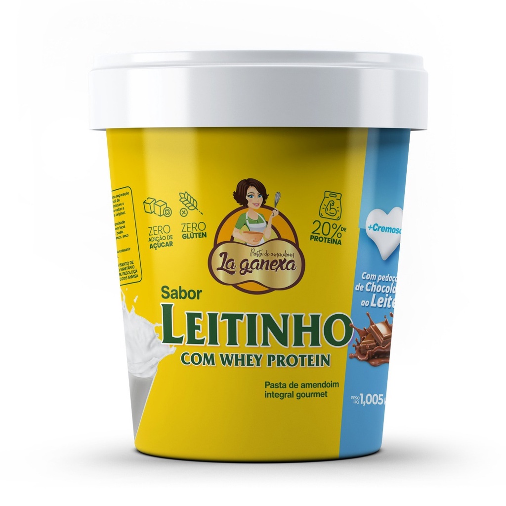 Pasta De Amendoim Leitinho Com Whey Protein 1kg La Ganexa lançamento Shopee Brasil