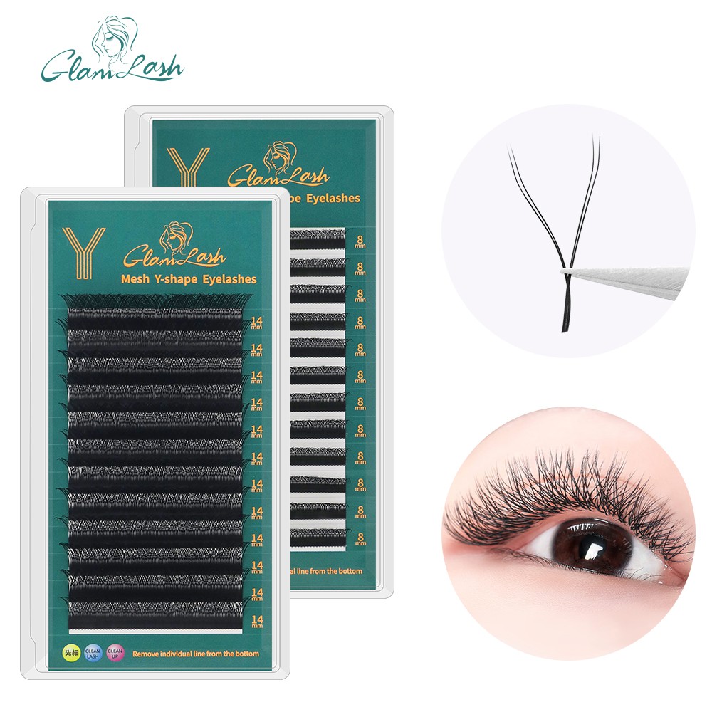 Glamlash YY Forma Premade Volume Fãs Cílios Postiços Extensões De Cílios Duas Pontas Cílios C / D Onda De Alta Qualidade Idividual