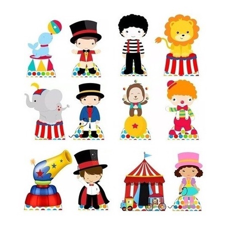 Kit 12 Display Mesa Circo Menino Festa Decoração 20cm em Oferta na Shopee