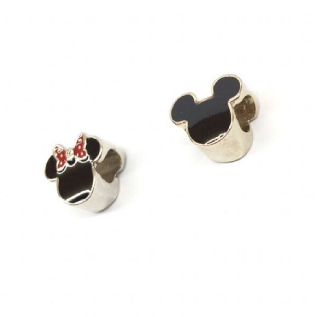 Berloque mickey e minnie passante para pulseira estilo pandora vivara life/ pingente banhado/ bijouteria / joias/ charms