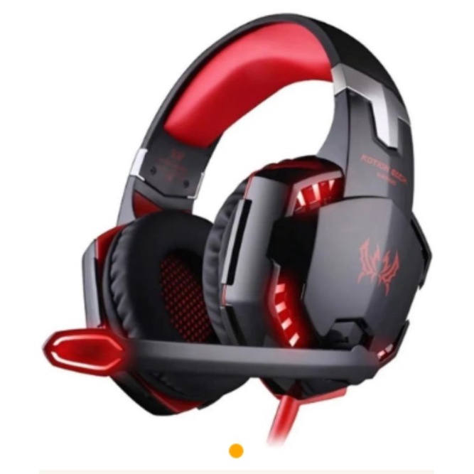 Fone De Ouvido Over Ear Gamer Kotion G2000 Preto E Vermelho Com Luz Led