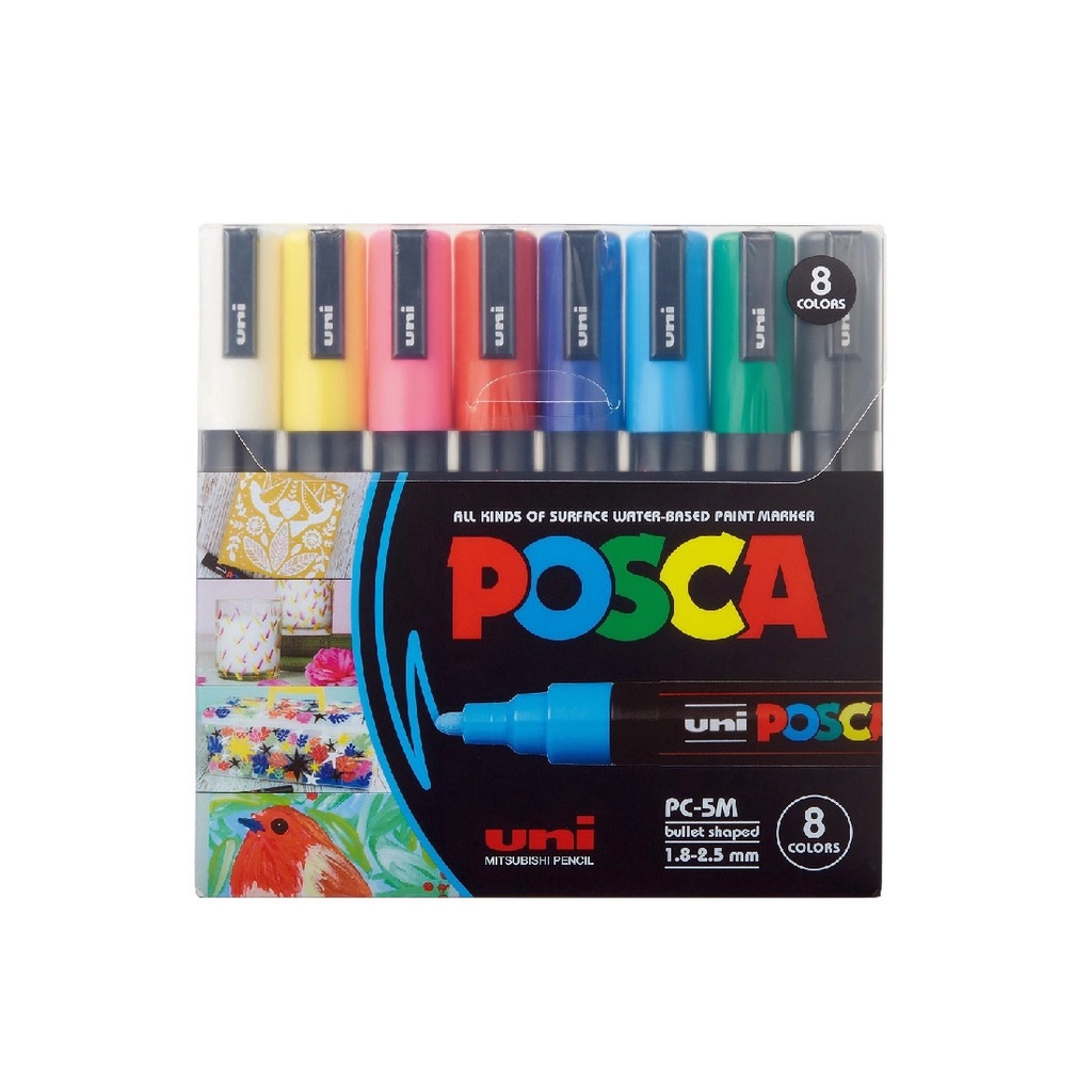 Conjunto Canetas Posca Uni-ball Pc-5m 1.8-2.5Mm | Shopee Brasil
