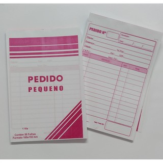 Bloco de pedido com 1 via - 50 folhas""Cores Variadas"