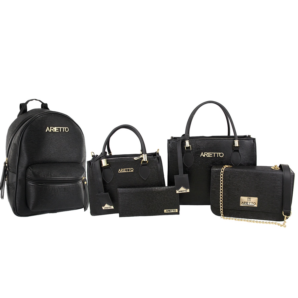 Kit Mochila + Baú Grande + Baú Média + Bolsa Balada E Carteira Arietto