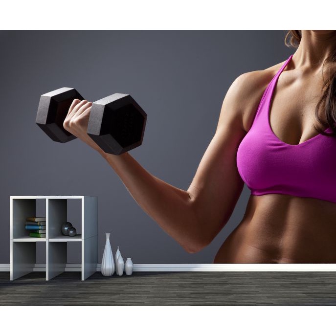 Adesivo Esporte Academia Papel Parede Musculação Exercício Fitness Gg148