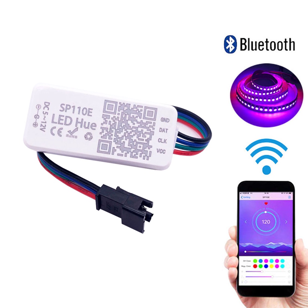 Sp110E Controle Bluetooth Para Ws2811 Ws2812B Fita Led Rgb Luz Dc5-24V ...
