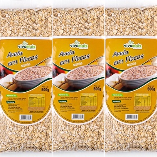 kit 3 Aveia Flocos Médio 500g