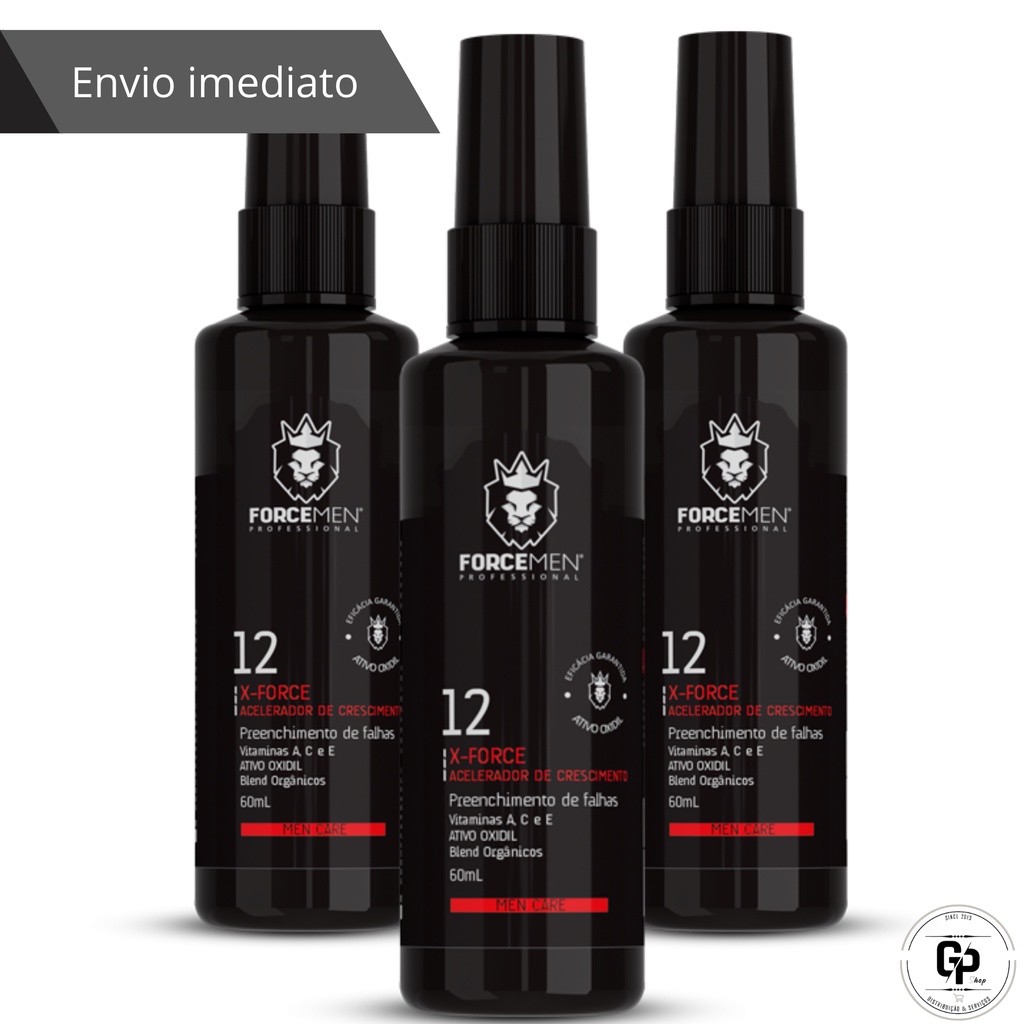 Crescer barba e Cabelo Tônico Oxidil 60ml Tratamento Para 3 Meses Force Men