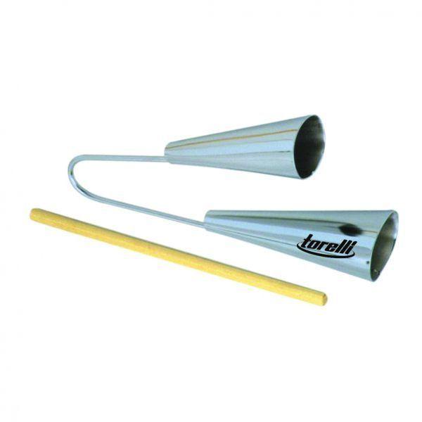 Agogo Duplo Cromado Medio Com Baqueta To015 - Torelli