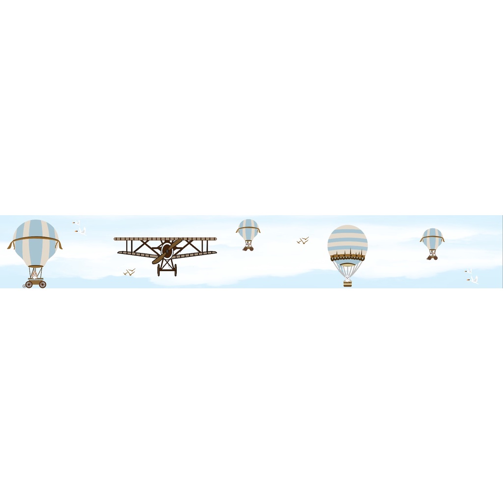 Faixa Decorativa Autocolante - infantil aviador balão **Não precisa de cola**