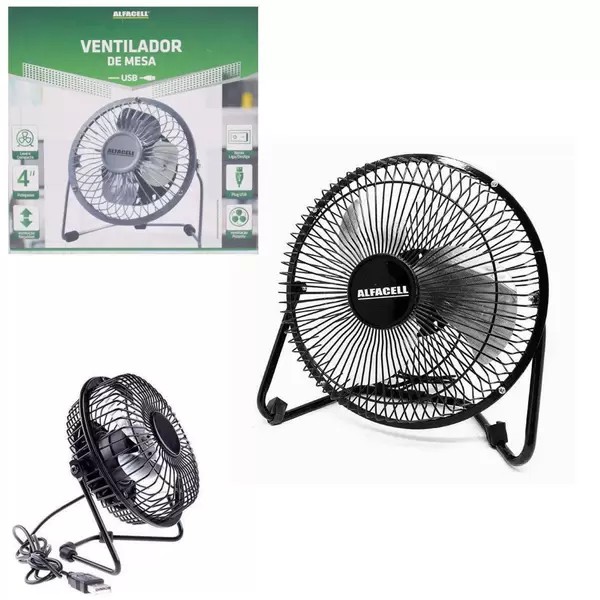 Ventilador De Mesa Mini Portátil Usb 4 Pás Metal 4 Polegadas