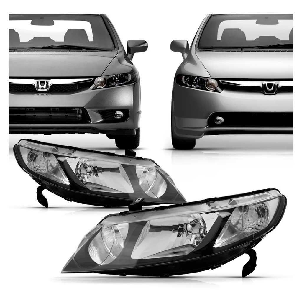 Farol Civic 2007 2008 2009 2010 2011 Foco Duplo Máscara Negra em Oferta na Shopee