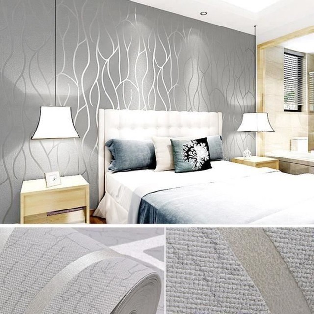 Papel De Parede Para Quarto Sala Listrado Irregular Branco Com Cinza 10m×53cm Sala Painel Alta Qualidade Texturizado
