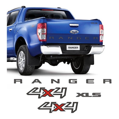 Kit Faixa Ranger 4x4 Xls Ford Ranger 13/16 Adesivos Grafite