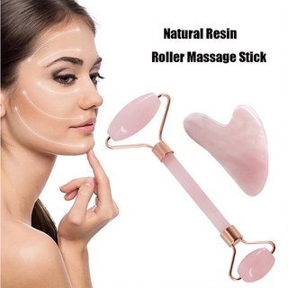 Massagem Rolo Pedra De Jade + Placa Gua Sha Massagem Facial Anti Ruga