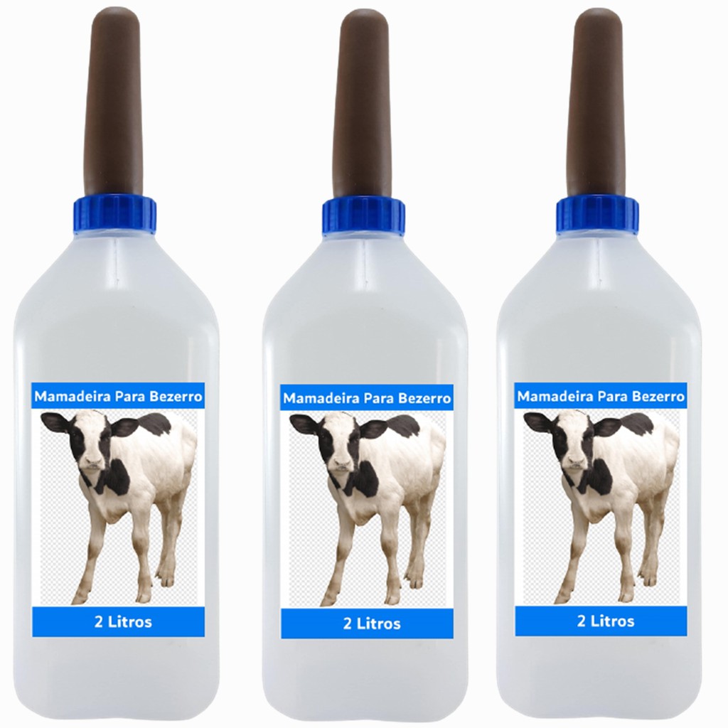 3 Mamadeiras Bezerro Cabrito Carneiro Cavalo Porco 2 Litros