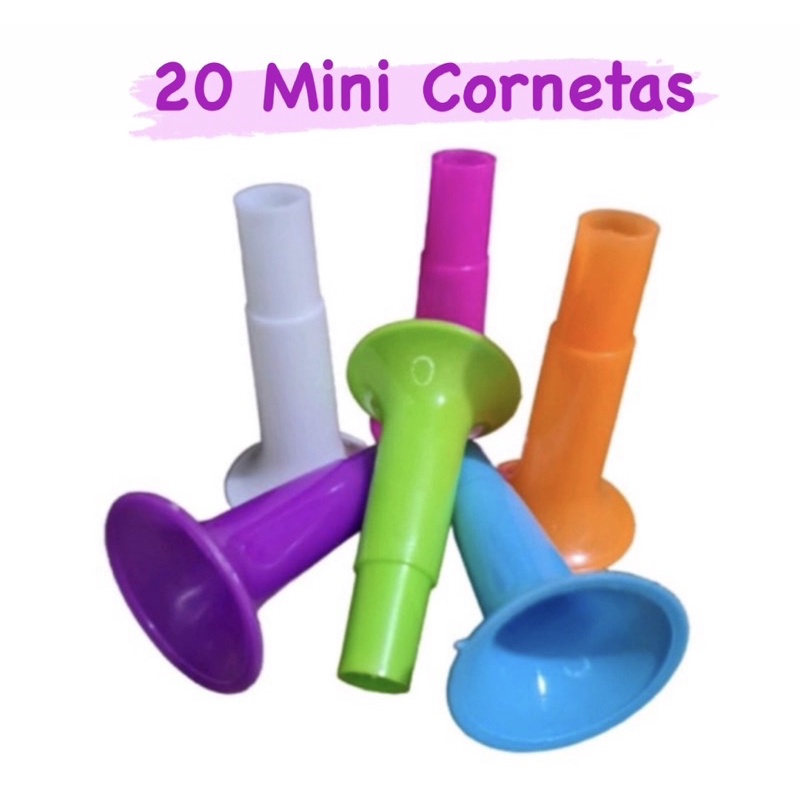 20 Mini Cornetas Diversas Cores Brinquedo Infantil para Sacolinha Surpresa