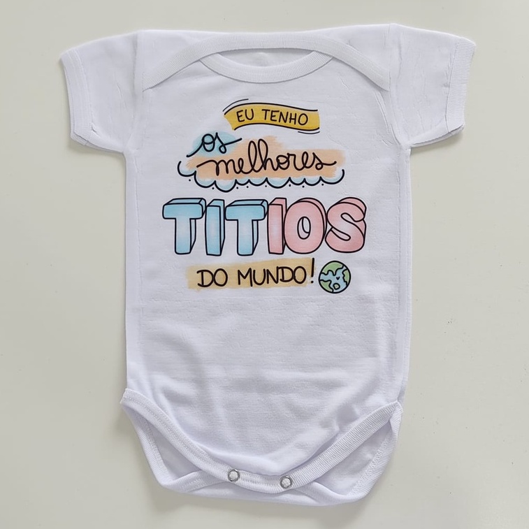 Body Bebê Frase "Eu Tenho Os Melhores Titios do Mundo" Roupa Bebê Malha Elastano — R$ 29,00 em Shopee